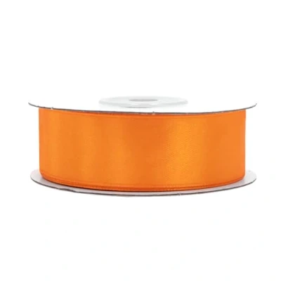 Abbildung von Satinband 25mm x 25m Rolle FARBAUSWAHL in 3/6/12/18/25/38/50/75/100mm farbecht &amp; waschbar Schleifenband für Hochzeit Geschenkband zum Verpacken Dekorieren Basteln Orange 668