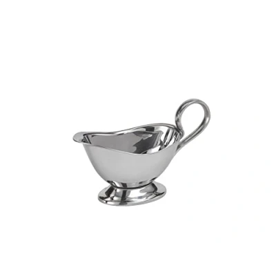 Abbildung von APS 40204 hochwertige Edelstahl Sauciere, Weihnachtsessen, Braten / Dessertsoße, Tafelgeschirr, für 0,125 l, 16 x 7,5 cm, H: 9 cm