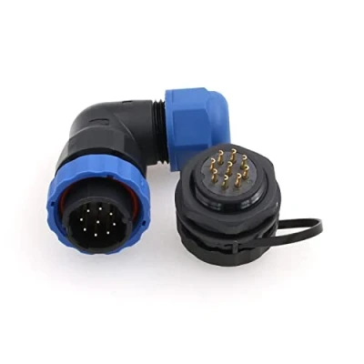 Abbildung von ZBLZGP SD20 9 Pin 90 Grad 5A 250V Steckverbinder IP68 Wasserdicht Stecker Buchse Einbaumontage 8 12mm Kabelstecker