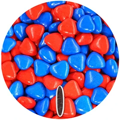 Abbildung von EinsSein 1kg Schokoherzen Dragees Mix rot blau glanz Gastgeschenke Hochzeit Taufe Kommunion Alternative zu Schokodragees Schokolinsen Hochzeitsmandeln Herz für Candy Bar Süssigkeiten