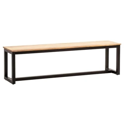 Abbildung von FineBuy Esszimmerbank 180x40x45 cm Akazie Massivholz Metall Loft Style, Esstischbank Holzbank Massiv ohne Lehne, Küchenbank Essbank Industrial, Sitzbank Esszimmer Groß