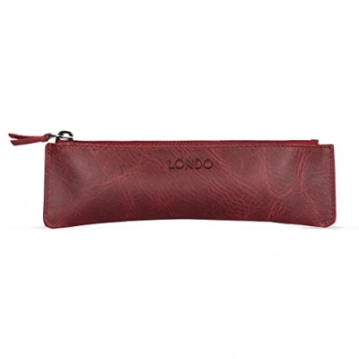 Abbildung von Londo Stift und Federmäppchen aus echtem Leder mit Reißverschluss, Kosmetiktasche