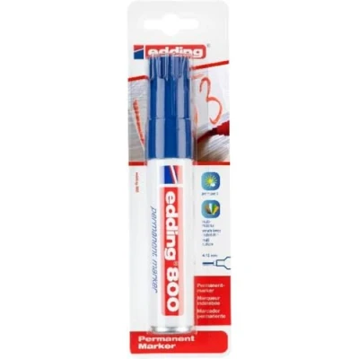 Abbildung von edding 800 Permanentmarker blau 1 Stift Keil Spitze 4 12 mm für breite Markierungen wasserfest, schnell trocknend, wischfest Karton, Kunststoff, Holz, Metall, Glas