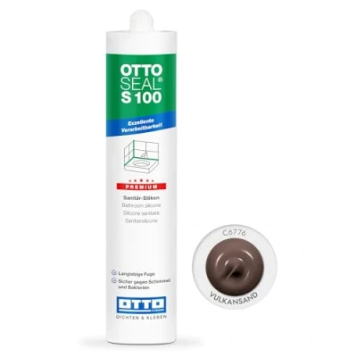 Abbildung von OTTOSEAL S 100 Premium Sanitär Silikon 300ml C6776 vulkansand Sicher gegen Schimmel &amp; Ideal für Bad, Küche Wohnbereich Hervorragend Glätt Modellierbar
