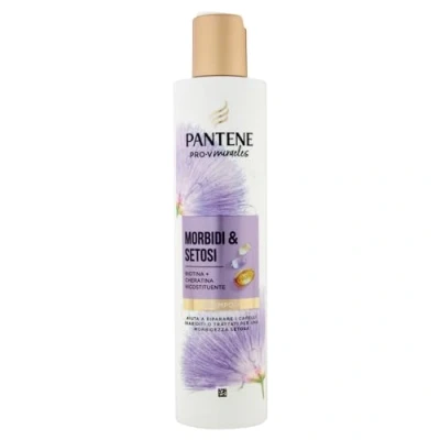 Abbildung von Pantene Weiches &amp; seidiges Shampoo mit Biotin und rekonstituierendem Keratin, 250 ml. Pro V Miracles hilft trockenes, beschädigtes, behandeltes oder gemischtes Haar zu reparieren. Pflegt das