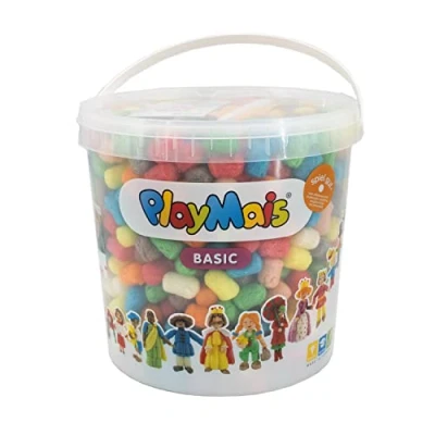 Abbildung von PlayMais Kreativset Basic 1000, Eimer, über 1000 bunt basteln Schneiden Mais formen kleben