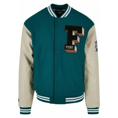 Abbildung von FUBU College Varsity Bomberjacke, Herren, Größe: Large, Green creme brown