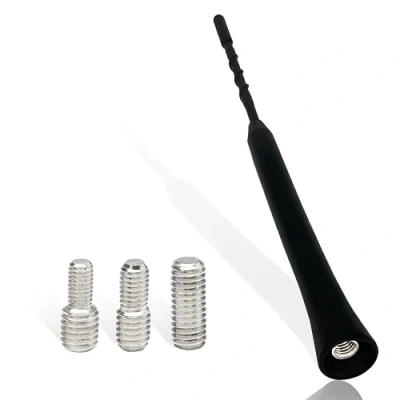 Abbildung von Vecys Universelle Autoantenne 24cm Autoantennenstange Dachantenne FM AM Ersatzantenne mit 3 Adaptern (M4, M5, M6) Kurzstange zum Einstellen Radios DAB + Autoadapter Schwarz