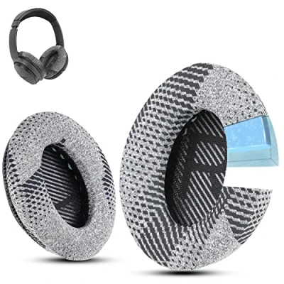 Abbildung von Krone Kalpasmos Kühl Gel Professionelle Bose Kopfhörer Ohrpolster,passend für QuietComfort 35 ii/QC35/QC25/QC2/QC15/Ae2/Ae2i/Ae2w /SoundTrue und SoundLink Grau gemustertes Gewebe(Schwarz)