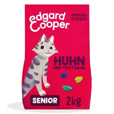 Abbildung von Edgard &amp; Cooper Katzenfutter, Trockenfutter für Senior Katzen, (Truthahn Huhn, 2kg), Katzenfutter trocken ohne Zucker, getreidefrei, sterilisierte und aktive Hypoallergen, frischer Fleisch