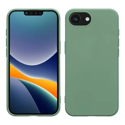 Abbildung von kwmobile Hülle kompatibel mit Apple iPhone SE 2025 / 4 4. Generation gummierte TPU Silikon Handyhülle Schutzhülle für kabelloses Laden Case in Porzellan Grün