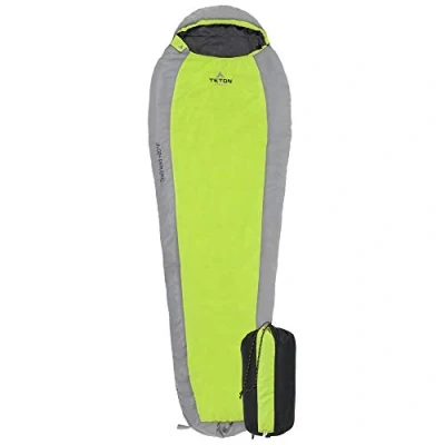 Abbildung von TETON Sports Ultralight Sleeping Bag Trailhead Scout Ultraleichter Mumienschlafsack, Grün/Grau, 20F Short