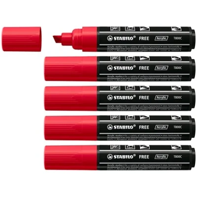 Abbildung von Acrylmarker STABILO FREE Acrylic T800C Keilspitze 4 10mm 5er Pack blaugrün