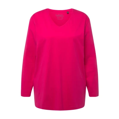 Abbildung von Ulla Popken Basicv Strickpullover, Damen, Größe: 46/48, Magenta pink