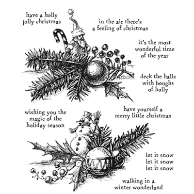 Abbildung von Stampers Anonymous Tim Holtz CMS444 Haftstempel, 17,8 x 21,6 cm, Cozy Christmas
