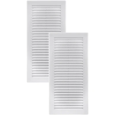 Abbildung von Vent Systems 150x310 mm 2 Stück Weiße Lüftungsabdeckung flache, rechteckig Lüftungsschlitze Integrierter Insektenschutz HVAC Lüftungsöffnungen für Badezimmer, Heimbüro