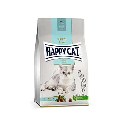 Abbildung von Happy Cat 70603 Sensitive Adult Light Trockenfutter mit Geflügel für übergewichtige Katzen und Kater 1,3 kg Inhalt