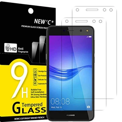 Abbildung von NEW&#039;C 2 Stück, Panzer Schutz Glas für Huawei Y6 2017, Frei von Kratzern, 9H Härte, HD Displayschutzfolie, 0.33mm Ultra klar, Ultrabeständig