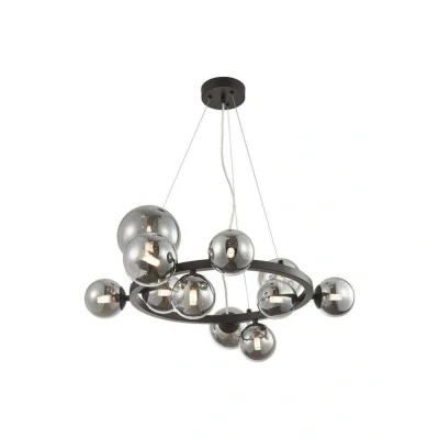 Abbildung von Lucande Hängeleuchte Naelen, schwarz/grau, 64,3 cm, Glas, G9