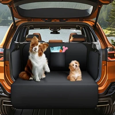 Abbildung von AiQInu Kofferraumschutz Hund mit Seiten und Ladekantenschutz, Universal Hundedecke Auto Kofferraum Schutzmatte Hunde, Wasserdicht, rutschfest, Kratzfest, Kofferraumdecke für Auto, Kombi, Van &amp; SUV