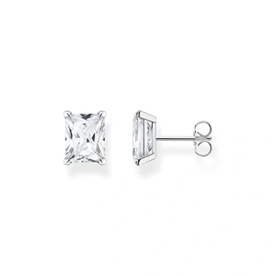Abbildung von THOMAS SABO Paar Ohrstecker blauer oder weißer Stein, H2201 009 1, 051 14, 414 1 699 mit Zirkonia (synth), Spinell (synth) Glas Keramik Stein