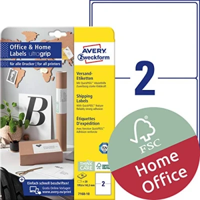 Abbildung von AVERY Zweckform LR4761 10 Recycling Ordnerrücken Etiketten (40 Rückenschilder, 61x192mm auf A4, 100% recyceltes Altpapier, breit/kurz, selbstklebend, bedruckbare Ordneretiketten) Blatt, naturweiß