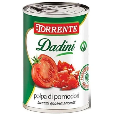 Abbildung von 48x La Torrente Polpa di Pomodori Dadini Tomatenmark Tomaten sauce aus Italien dose 400g