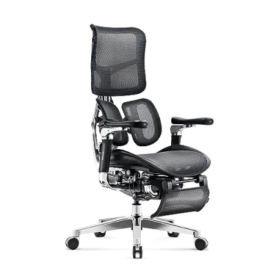Abbildung von Diablo Brave V Kinetic Bürostuhl Ergonomisch Schreibtischstuhl Chefsessel mit Fußstütze 5D Armlehnen Netzstoff Lendenwirbelstütze Verstellbarer Sitz Belastbar bis 120 kg (Schwarz)