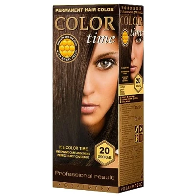 Abbildung von COLOR TIME Permanente Haarfarbe 20 Schokolade Angereichert mit Gelée Royale und Vitamin C Haarfärbung 100% Grauabdeckung 100 ml