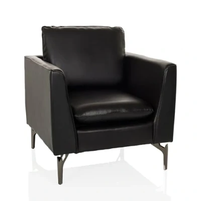 Abbildung von hjh OFFICE Loungesessel 1 Sitzer BAVERO Kunstleder Polsterstuhl Sessel für Wohnzimmer Bar Empfangsbereich, Relaxsessel gepolstert, Schwarz