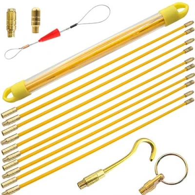 Abbildung von Einziehband Akuoly Einziehdraht Einziehspirale Kabel Einziehstangensatz mit Führungsfeder Einziehhilfen zur Kabelverlegung 10 Stück x 330mm und 5 teilig