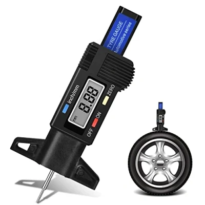 Abbildung von Cozlly 0 25mm Reifenprofilmesser, Reifenprofil Tiefenmesser, Digital Tiefenmesser mit LCD Display, Messung von Reifen Profiltiefe, Reifenmessergerät für PKW Vans LKW Fahrräder Motorräder