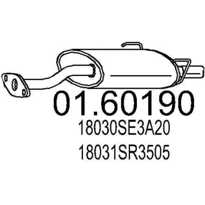 Abbildung von MTS 01.60190 Endschalldämpfer 820 HONDA: Civic 6 Hatchback, V Hatchback