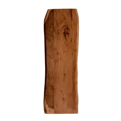 Abbildung von SAM Holzplatte 120x40 cm Tonia, Tischplatte aus Akazienholz massiv + nussbaumfarben, Baumkanten Platte für Heimwerker, geeignet Arbeitsplatten, Tische &amp; Fensterbretter