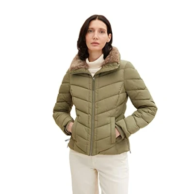 Abbildung von TOM TAILOR Damen Steppjacke mit Stehkragen 1032477, 10905 Tree Moss Green, L