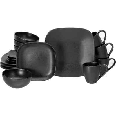 Abbildung von CreaTable Kombiservice &quot;Magic Black Square&quot;, (Set, 16 tlg.), Spezialglasur mit glänzenden Sprenkeln