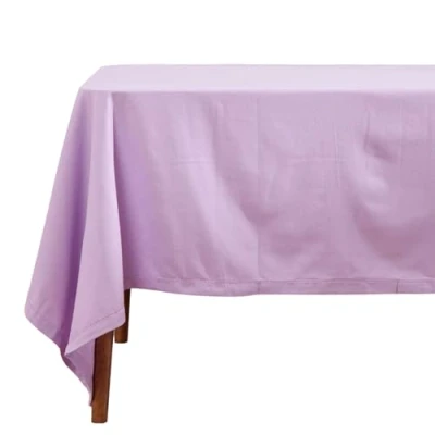 Abbildung von Homescapes Fliederfarbene Tischdecke mit Hohlsaum aus 100% Baumwolle 137x137 cm, Tischtuch quadratisch, waschbar &amp; pflegeleicht