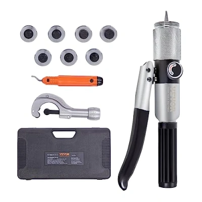 Abbildung von VEVOR Hydraulischer Rohraufweiter Rohrexpander HVAC Kit mit 7x Matrizen 0,95/1,27/1,59/1,90/2,22/2,54/2,86cm und 1x Rohrschneider Ideal zum Aufweiten von Aluminium Messing Kupfer Stahl