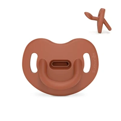 Abbildung von Suavinex, Schnuller aus Silikon, für Babys 6/18 Monate, mit anatomischem Sauger Sx Pro, super weich und flexibel, ideal zum Schlafen, Colour Essence, Ziegel