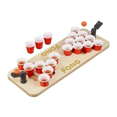 Abbildung von relaxdays Spiel, Mini Beer Pong mit roten Bechern