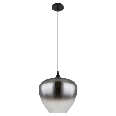 Abbildung von Pendelleuchte 40 x 120 cm 1 flammig Rauchfarben Schwarz Metall Glas