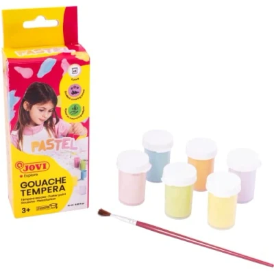 Abbildung von Jovi Plakatfarbe, flüssige Tempera, 6 Pastellfarben je 15 ml &amp; Pinsel, Sortiert