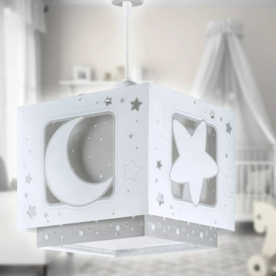 Abbildung von Dalber Lampe kinderzimmer, kinderlampe Pendelleuchte Hängelampe, Deckenleuchte Kinder, Deckenlampe Mond und Sterne Grau MoonLight, 63232E, E27
