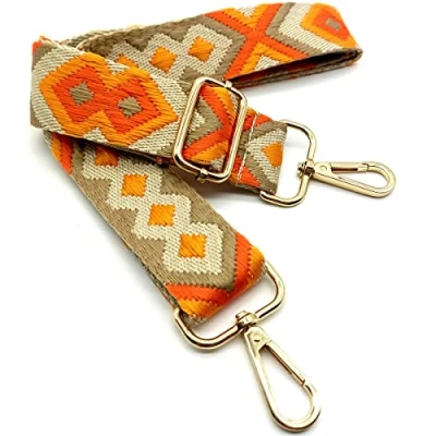 Abbildung von Verstellbarer Schultergurt Tasche Khaki Gelb Orange, Taschengurte zum Wechseln, Taschengurt Breit mit Karabiner Gold, 80 130 cm Tragegurt für Damen Schulterriemen, Moderne Handtasche, 3.8cm, 32
