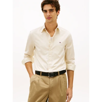 Abbildung von Tommy Hilfiger Businesshemd "FLEX POPLIN SOLID regular Fit SHIRT mit Button down und Rückenfalte" unifarben, klassisch, fit, Baumwolle, Kragen