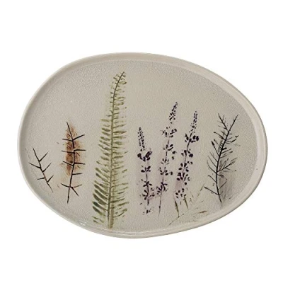 Abbildung von Bloomingville Servierplatte Bea, Natur, aus Steingut, 34,5 x 2 26 cm, Servierteller