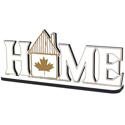Abbildung von Deko Home Aufsteller Holz Fahne Canada 28x12 cm Holzdeko zum Hinstellen Buchstaben Schriftzug Wohnzimmer Tischdeko Dekoration Fensterbank