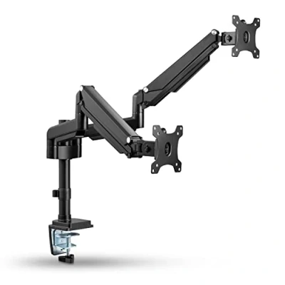 Abbildung von InLine® Monitor Tischhalterung mit Lifter, Halterung für 2 Bildschirme bis 32“ (82cm, VESA 75x75 oder 100x100), Kabelmanagement, Gasdruckfeder, beweglich (dreh , neig schwenkbar)