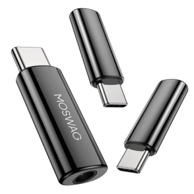 Abbildung von MOSWAG USB C auf 3.5mm Klinke Typ Kopfhörer Adapter Aux Mic Audio Dongle Hi Res DAC Chip Kompatibel mit Samsung Galaxy S23 S22 Pixel 7/6 iPad Pro/Air/Mini Oneplus 10 Pro