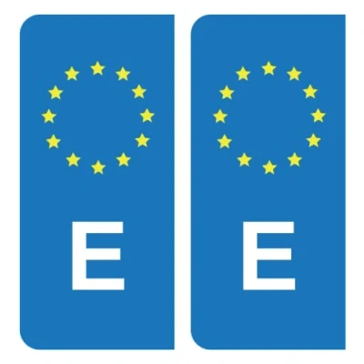 Abbildung von HADEXIA Aufkleber für Nummernschild, E, Spanien, EU, Blau